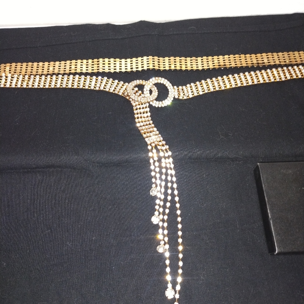 Silver and Gold Color Glamorstar Crystal Belts Plus Size-130cm/ 45" belt length